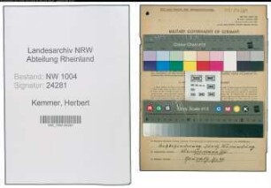 Entnazifizierung Herbert Kemmer , geb. 04.07.1912 (Heizer)