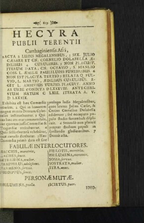 Hecyra Publii Terentii Carthaginiensis Afri,
