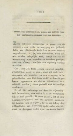 Beheer der geldmiddelen, onder het bestuur van den Gouverneur-Generaal van der Capellen