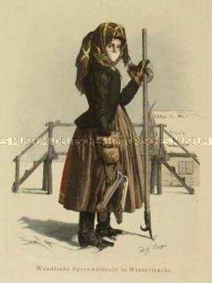 Wendische Spreewälderin in Wintertracht