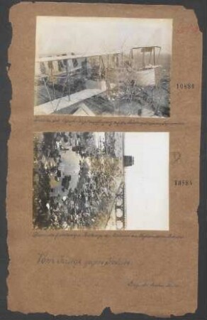 Zerstörtes ital. Caproni-Großkampfflugzeug auf der Rückzugsstraße am Tagliamento