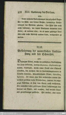 XLII. Beförderung der unmerklichen Ausdünstung und des Schweißes