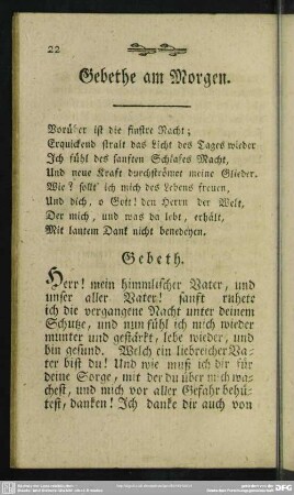 Gebethe am Morgen