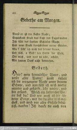 Gebethe am Morgen