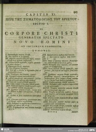 Capitis XI. Peri Tēs Sōmatologias Tu Christu
