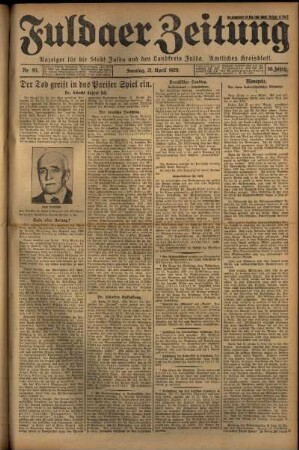 Erste Ausgabe vom Sonntag, den 21. April 1929.