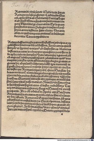 Epistola ad senatores romani, imperii Nurenberge commorantes ne quid temporis amitterent in deliberanda contra Trucos expeditione : Eiusdem ad Helvetios Epistola Ulme 30. Julii 1501