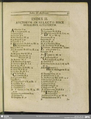 Index II. Auctorum In Selectis Hisce Moralibus Citatorum