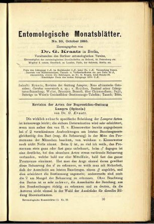 Revision der Arten der Buprestiden-Gattung Lampra (Spinola)