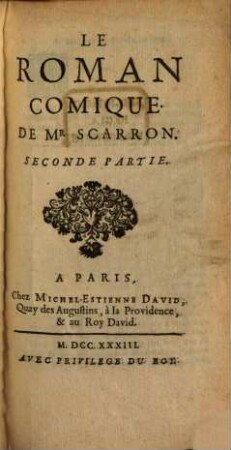 Le Roman Comique De Mr. Scarron. 2