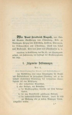 Entwurf des Gesetzes über die Ermittelung des Steuerkapitals der Grundstücke und Gebäude im Herzogthum Oldenburg, behufs einer neuen Veranlagung der Grund- und Gebäude-Steuer.