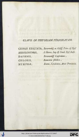 Clavis In Historiam Personatam.