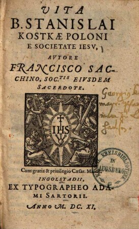 Vita B. Stanislai Kostkae Poloni e societate Jesu