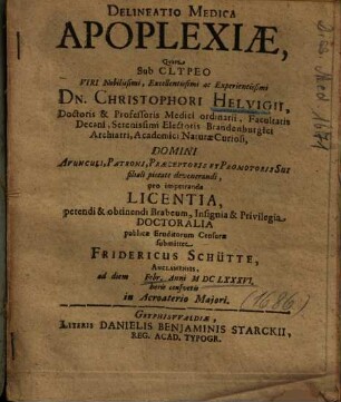 Delineatio Medica Apoplexiae