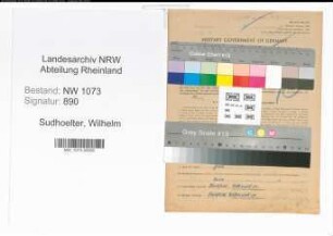 Entnazifizierung Wilhelm Sudhoelter , geb. 20.08.1898 (Lagerarbeiter)