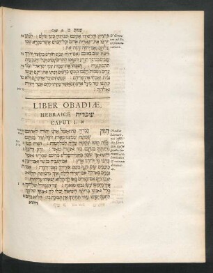 Liber Obadiae, Hebraice [...] Caput 1.