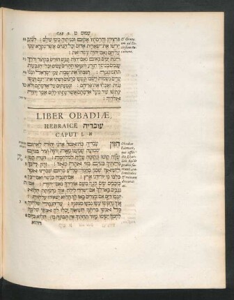 Liber Obadiae, Hebraice [...] Caput 1.