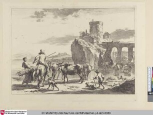 [Die Bäuerin mit dem Holzbündel; A ford near an aquaduct]