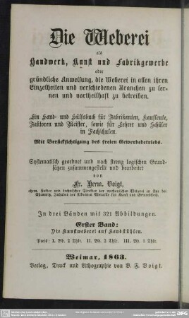 1: Die Kunstweberei auf Handstühlen
