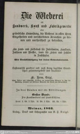 1: Die Kunstweberei auf Handstühlen