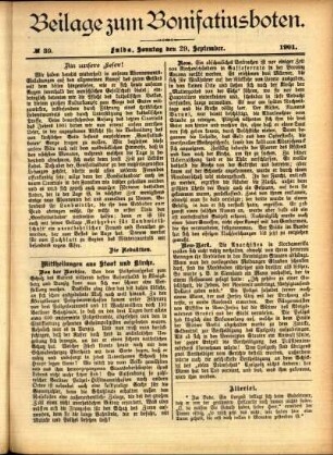 Zweite Ausgabe vom Sonntag, den 29. September 1901.