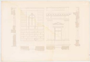 Werke der höheren Baukunst, Darmstadt 1860. Museum, Leipzig: Fenster und Fassaden der unteren Geschosse