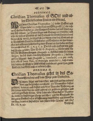 Porisma. I. Christian Thomasius ist Gott und allen Ehrliebenden Leuten ein Greuel.