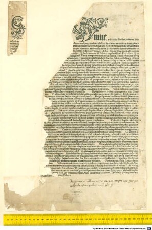 Bulla indulgentiarum Thesauri sacratissimae passionis. Rom, 1479.07.12.