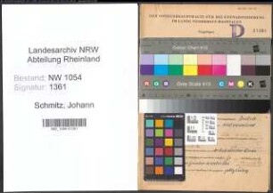 Entnazifizierung Johann Schmitz , geb. 04.05.1890 (Polizeibeamter)