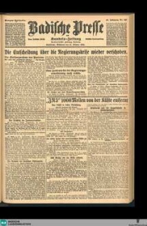 Badische Presse : Generalanzeiger der Residenz Karlsruhe und des Großherzogtums Baden, Morgenausgabe