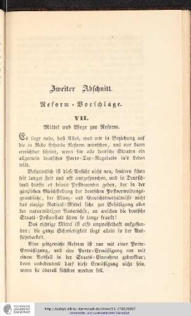 Zweiter Abschnitt Reform=Vorschläge