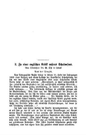 Zu einer englischen Kritik unseres Schulwesens : Pädagogische Mitteilungen
