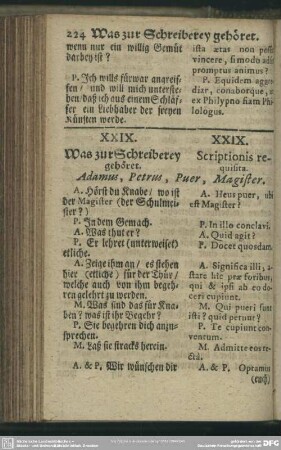 XXIX. Was zur Schreiberey gehöret