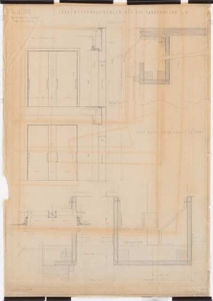 Reichsluftfahrtministerium, Berlin: Paternoster, Laibungsverkleidungen: Ansichten, Schnitte 1:10