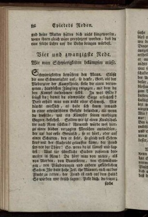 Vier und zwanzigste Rede. Wie man Schwierigkeiten bekämpfen müsse