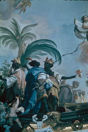 Verehrung der Ecclesia durch die vier Erdteile