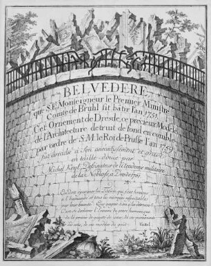 Titelblatt mit Darstellung des zerstörten Belvedere