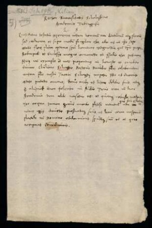 Todesanzeige des Kilian, Sohn des Dr. David Schegkius [Scheckh, um 1586].