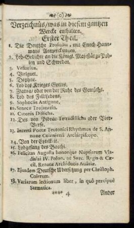 Verzeichnüs, was in diesem gantzen Wercke enthalten.