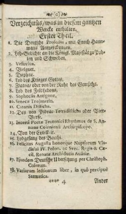 Verzeichnüs, was in diesem gantzen Wercke enthalten.