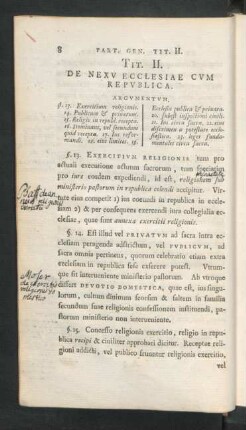 Tit. II. De Nexu Ecclesiae Cum Republica