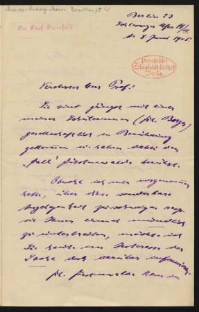 Brief an Richard Sternfeld : 08.06.1906