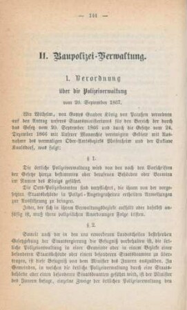 II. Baupolizei-Verwaltung.