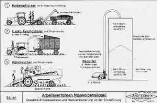 Arbeitsverfahren Maiskolbensilage I Standart-Erntemaschinen und Nachzerkleinerung vor der Silobefüllung