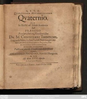 Quaestionum Metaphysicarum Quaternio