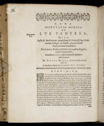 Disputatio Medica De Lue Venerea, [...]