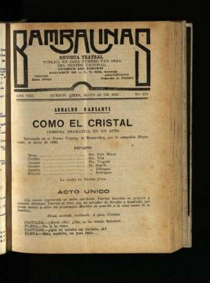 Como el cristal : comedia dramática en un acto