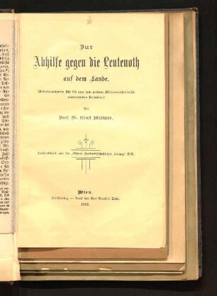 Zur Abhilfe gegen die Leutenoth auf dem Lande : (Arbeitsnachweis für die aus dem activen Militärverhältnisse austretenden Urlauber)