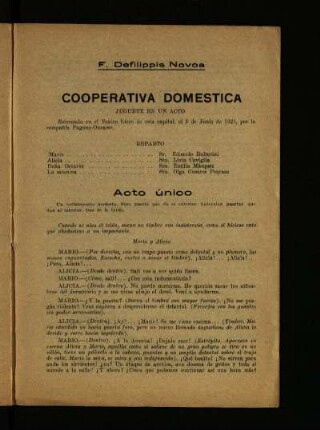 Cooperativa doméstica : juguete en un acto