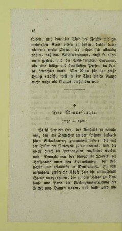 4. Die Minnesinger. (1170-1300)